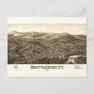 Aerial View of Brattleboro, Vermont (1886) Vykort