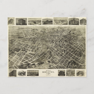 Aerial View of Bristol, Virginia/Tennessee (1912) Vykort