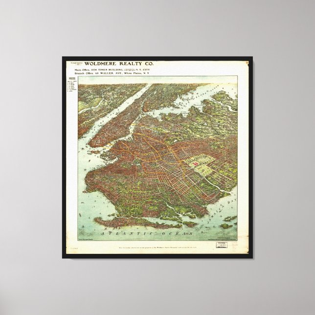 Aerial View of Brooklyn, New York (1908) Canvastryck (Framsida)