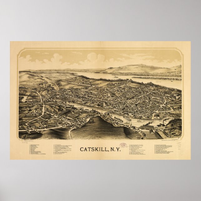 Aerial View of Catflight, New York (1889) Poster (Framsidan)