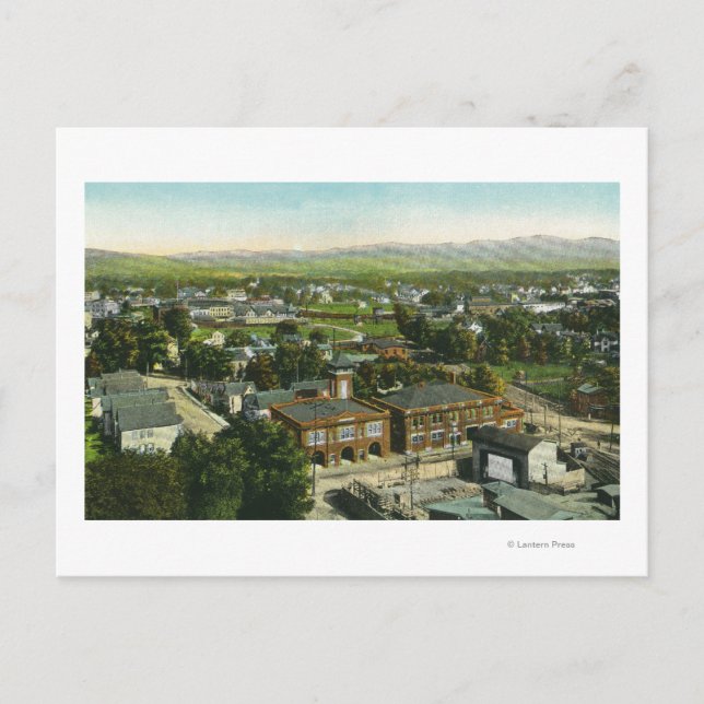 Aerial View of City, Fire Station & Municipal Vykort (Framsida)