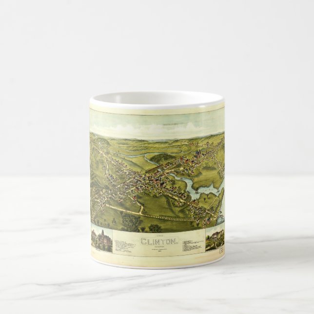 Aerial View of Clinton, Connecticut (1881) Kaffemugg (Center)