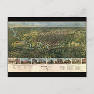Aerial View of Houston, Texas (1891) Vykort