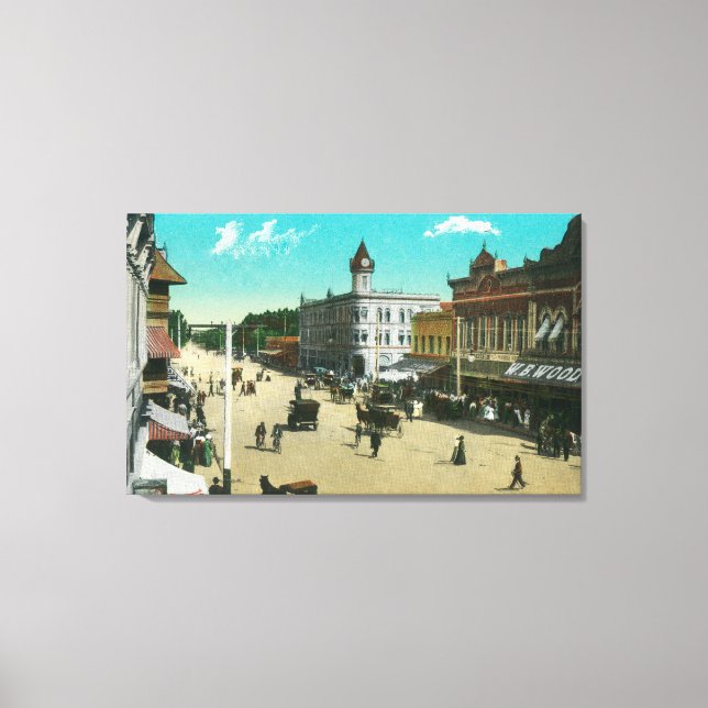 Aerial View of I StreetModesto, CA Canvastryck (Framsida)