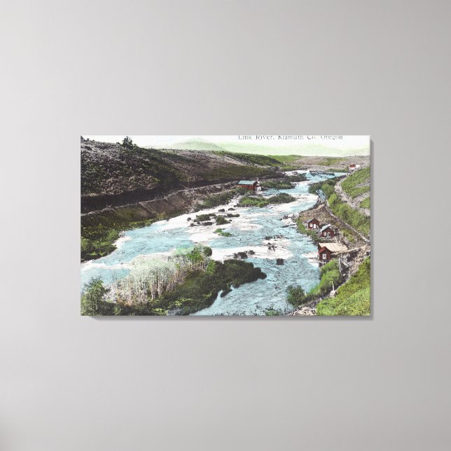 Aerial View of Link RiverKlamath County, ELLER Canvastryck (Framsida)