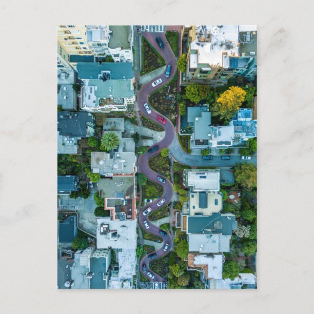 AERIAL VIEW OF LOMBARD STREET, SAN FRANCISCO, USA VYKORT (Framsida)