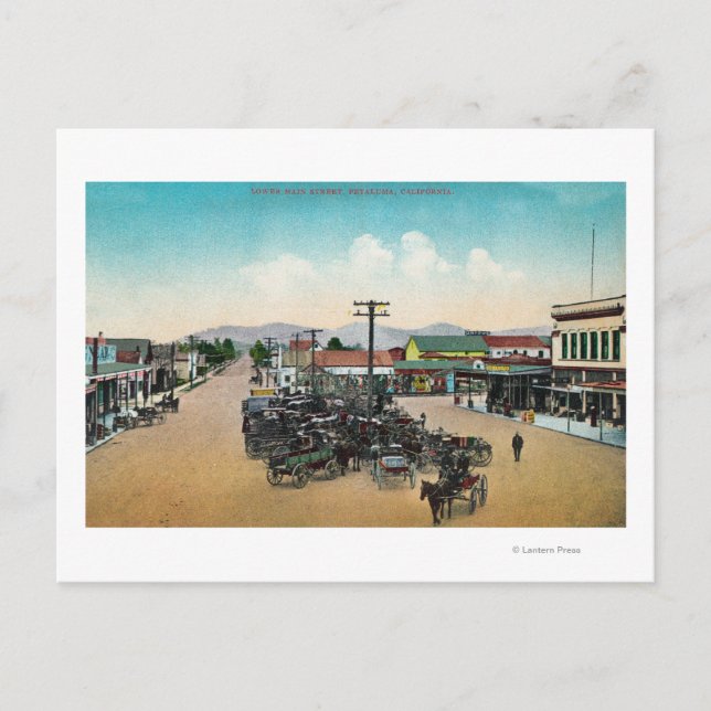 Aerial View of Lower Main StreetPetaluma, CA Vykort (Framsida)