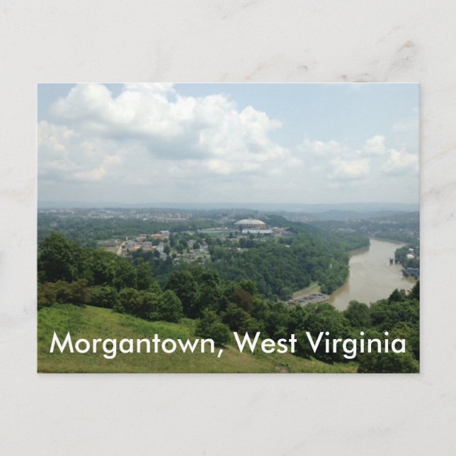Aerial View of Morgantown WV, Mon River Postcards Vykort (Framsida)