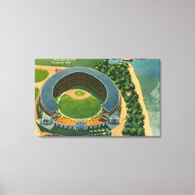 Aerial View of Municipal StadiumCleveland, OH Canvastryck (Framsida)