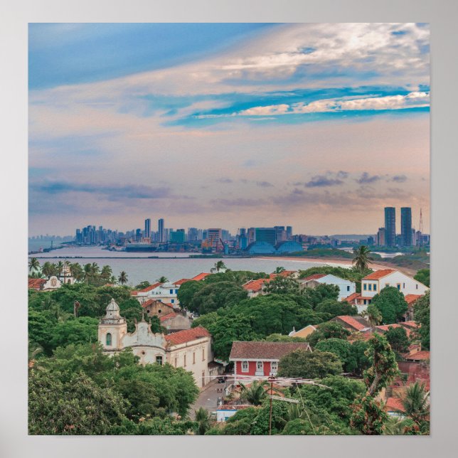 Aerial View of Olinda and Recife Pernambuco Brasil Poster (Framsidan)