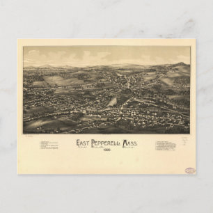 Aerial View of Öster Pepperell Massachusetts (1886 Vykort