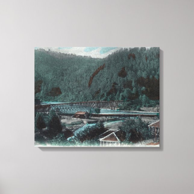 Aerial View of Parrott Ferry BridgeSonora, CA Canvastryck (Framsida)