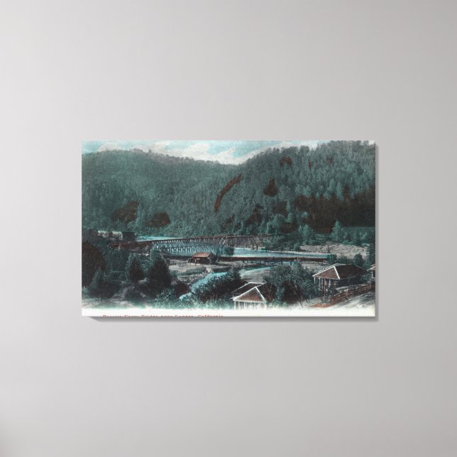 Aerial View of Parrott Ferry BridgeSonora, CA Canvastryck (Framsida)