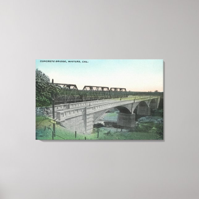 Aerial View of Putah Bäck BridgeWinters, CA Canvastryck (Framsida)