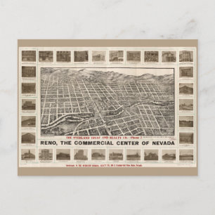 Aerial View of Reno, Nevada (1907) Vykort