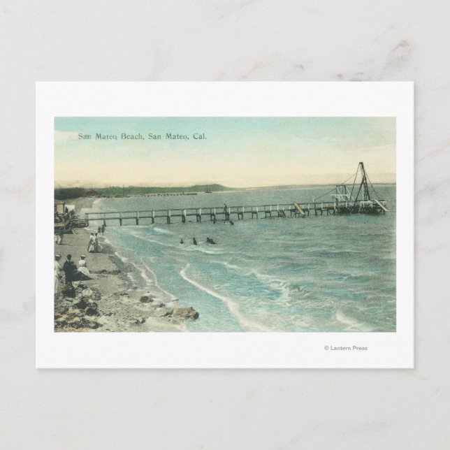 Aerial View of San Mateo Beach and Pier Vykort (Framsida)
