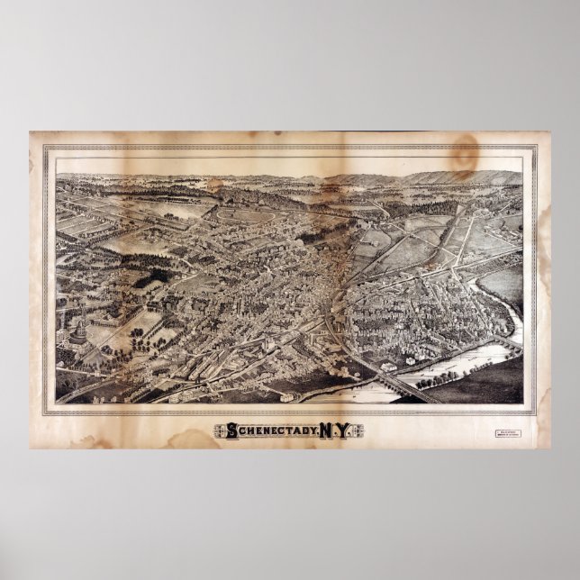 Aerial View of Schenectady, New York (1882) Poster (Framsidan)