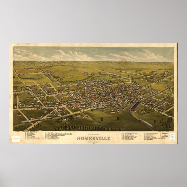 Aerial View of Somerville, New jersey (1882) Poster (Framsidan)