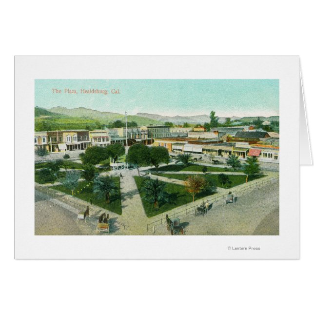 Aerial View of the City PlazaHealdsburg, CA Hälsningskort (Framsidan Horizontal)