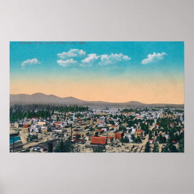 Aerial View of the CityCoeur d'Alene, ID Poster (Framsidan)