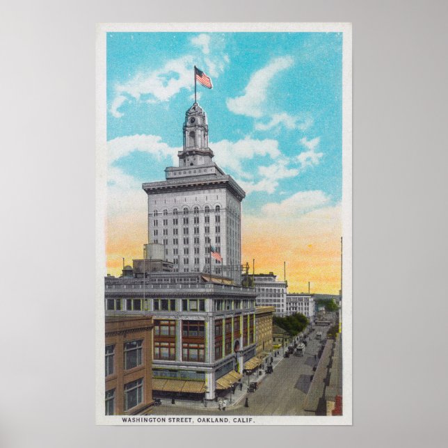Aerial View of Washington Street Oakland, CA Poster (Framsidan)