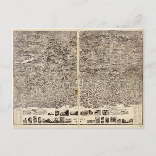 Aerial View of Yonkers, New York (1899) Vykort (Framsida)