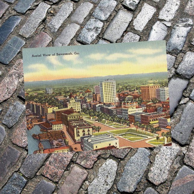 Aerial View Savannah GA retro Vykort (Skapare uppladdad)