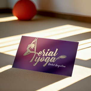 Aerial Yoga Instructor Pilates Fitness Lila Guld Lojalitetskort