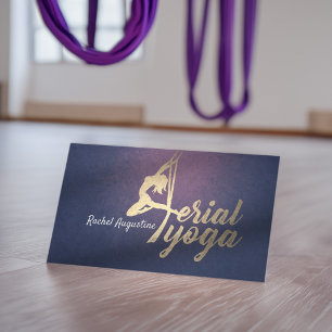 Aerial Yoga Instructor Pilates Fitness Lila Guld Visitkort