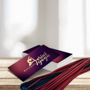 Aerial Yoga Instructor Pilates Fitness Lila Guld Visitkort
