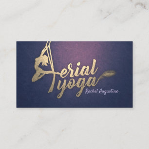 Aerial Yoga Instructor Pilates Fitness Lila Guld Visitkort