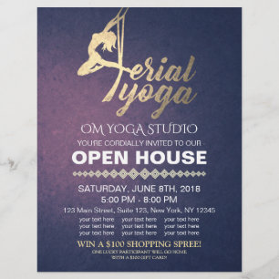 Aerial YOGA Meditation Fitness Studio Open House Reklamblad