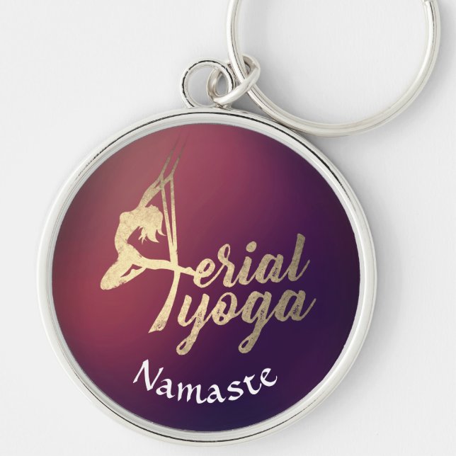 Aerial YOGA Meditation Pilates Fitness Instructor Rund Silverfärgad Nyckelring (Framsidan)