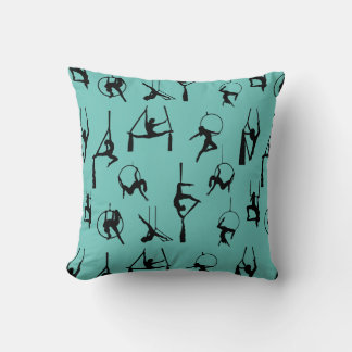 Aerialist Aerial Silke Lyra silhouettes aqua Kudde