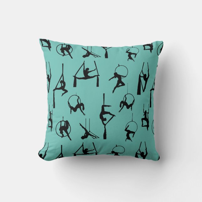 Aerialist Aerial Silke Lyra silhouettes aqua Kudde (Framsida)