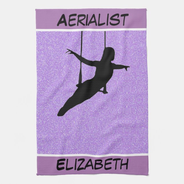 Aerialist Lila Glitter Kökshandduk (Vertikal)