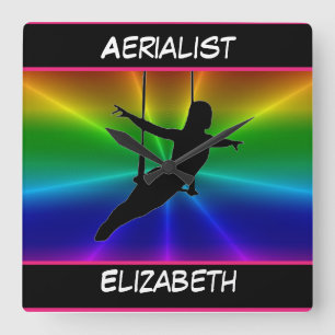Aerialist Rainbow Burst Fyrkantig Klocka