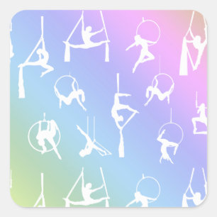 Aerialist Silke Lyra silhouettes rainbow Fyrkantigt Klistermärke