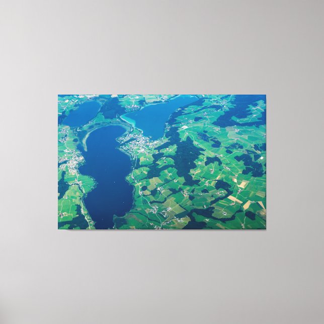 Aerialvy Blått Grönt Platta Canvas Art (Framsida)