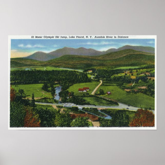 Aerialvy över 60 meter olympiska skidjump poster (Framsidan)