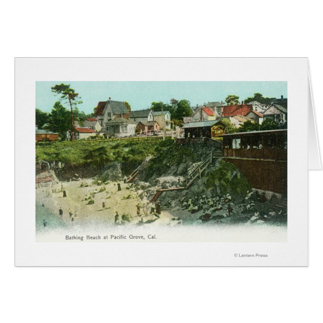 Aerialvy över badstranden hälsningskort (Framsidan Horizontal)