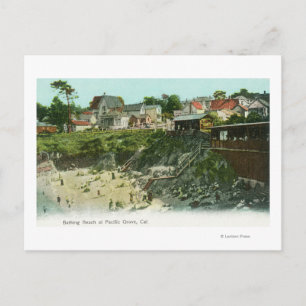 Aerialvy över badstranden vykort