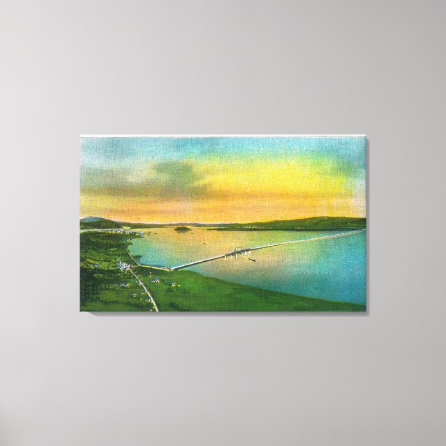 Aerialvy över Bay Bridge till Hayward, CA Canvastryck (Framsida)