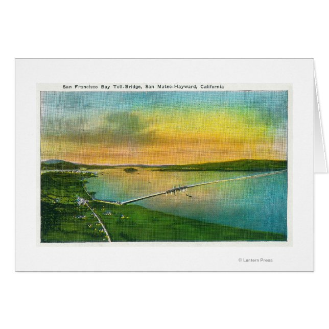 Aerialvy över Bay Bridge till Hayward, CA Hälsningskort (Framsidan Horizontal)