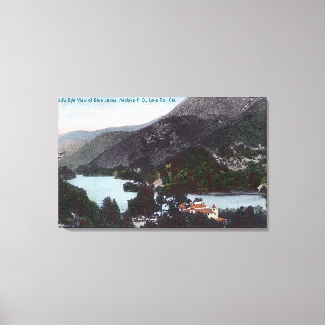 Aerialvy över Blue LakesMidlake, CA Canvastryck (Framsida)