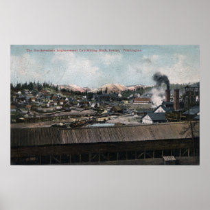 Aerialvy över gruvschakt och eget material poster