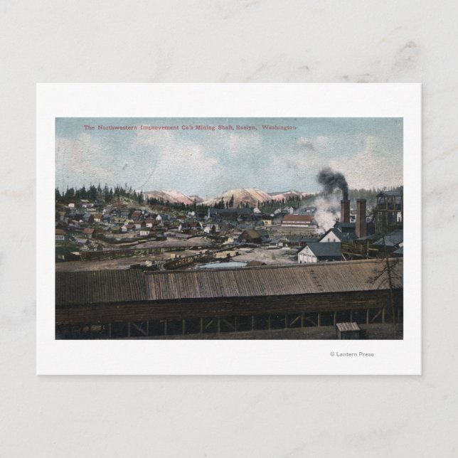 Aerialvy över gruvschakt och eget material vykort (Framsida)