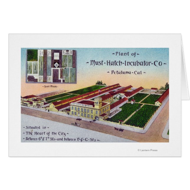 Aerialvy över must-Hatch Incubator Co Bldg Hälsningskort (Framsidan Horizontal)