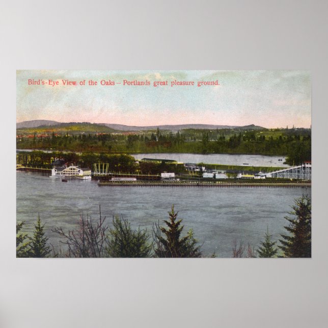 Aerialvy över Oaks Amusement Park Poster (Framsidan)