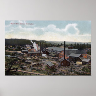 Aerialvy över Pappra Mills Poster